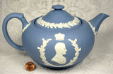 Teapot Queen Elizabeth II Coronation Wedgwood Blue Jasper 1953 Royal Memorabilia