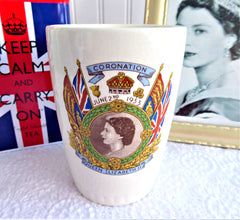 Cup Queen Elizabeth II Coronation Beaker 1953 Nelson Ware White