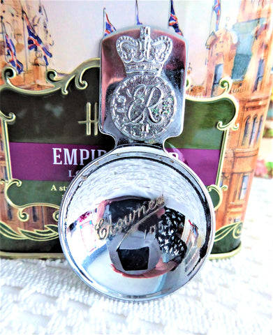 Queen Elizabeth II 1953 Coronation Tea Caddy Spoon Tea Scoop Chrome Cipher Crown