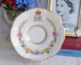 Rosina Queen Elizabeth II Coronation Cup And Saucer UK Flowers 1953 English Bone China