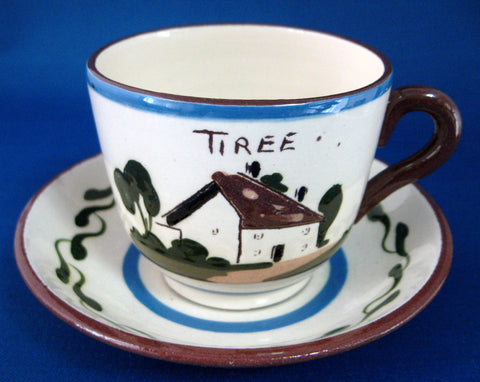 Cup and Saucer Mottoware A Rolling Stone Tiree Watcombe Torquay 1940s