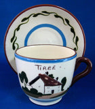 Cup and Saucer Mottoware A Rolling Stone Tiree Watcombe Torquay 1940s