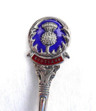 Sterling Silver Spoon Mappin And Webb Enamel Thistle Finial Scotland Souvenir 1959
