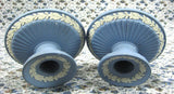 Pair of Candle Holders Wedgwood Blue Jasperware 1959 Dining Tea Party
