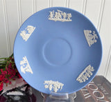 Cup and Saucer Wedgwood Blue Jasperware Sacrifice Figures Cherubs 1960 England