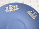 Cup and Saucer Wedgwood Blue Jasperware Sacrifice Figures Cherubs 1960 England