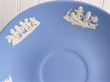 Cup and Saucer Wedgwood Blue Jasperware Sacrifice Figures Cherubs 1960 England