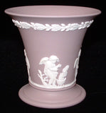 Wedgwood Lilac Jasperware Vase Cupid Cherubs Angels Lavender jasper 1960
