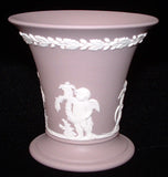 Wedgwood Lilac Jasperware Vase Cupid Cherubs Angels Lavender jasper 1960