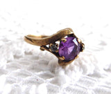 Ring 10kt Gold Pink Topaz Faux Diamonds Size 5 3/4 Vintage 1960s Florentine