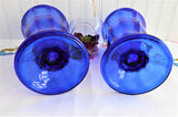 Pair Cobalt Blue Glass Soda Tumblers Anchor Hocking Fountainware Ice Cream 1960s
