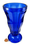 Pair Cobalt Blue Glass Soda Tumblers Anchor Hocking Fountainware Ice Cream 1960s
