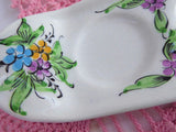 Salt Pepper Mustard And Fitted Tray Set 5 Pieces Hand Painted Floral 1960s