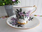 Lavender Azaleas Cup And Saucer Rhododendrons English Bone China 1960s