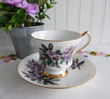 Lavender Azaleas Cup And Saucer Rhododendrons English Bone China 1960s