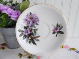 Lavender Azaleas Cup And Saucer Rhododendrons English Bone China 1960s