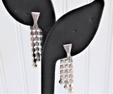 Rhinestone Earrings Dangles 1960s Clips Emerald Cut Round Waterfall Signed Vintage