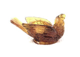 Open Salt Amber Glass Bird And Berry Figural Salt Cellar Degebhart 1960s