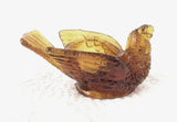 Open Salt Amber Glass Bird And Berry Figural Salt Cellar Degebhart 1960s