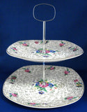 Cake Tier Gold Floral Chintz 2 Tier Midwinter England Retro Server 1950s Chic
