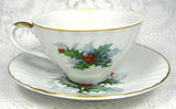 Cup And Saucer Holly Norcrest Christmas Holiday Vintage 1960s
