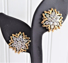 【1960’s】 SRO Alum rhinestone decorated 1960s Yellow AB and Grey Rhinestone Brooch – Devil's Details