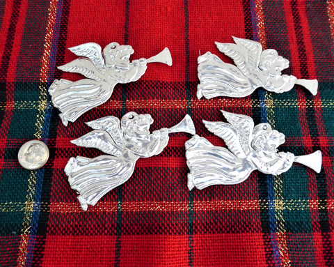 Dresden Scrap Silver Angels 1960s Set Of 4 Original Package Germany Die Cut
