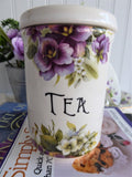 English Violets Tea Caddy Canister 1960s Crownford Importers Made In England