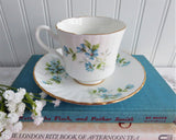 Cup And Saucer Blue Forget Me-Nots 1960s Small Teacup English Bone China