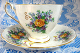 Happy Anniversary Cup And Saucer Princess Anne Flowers Candles 1960s