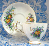 Happy Anniversary Cup And Saucer Princess Anne Flowers Candles 1960s