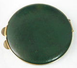 Compact Italian Gold Tooled Leather Green Yellow Gold Vintage Mid Century 1960s