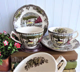 Friendly Village 4 Cups And Saucers Johnson Brothers Ice House Made In England