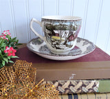 Unusual Tall Friendly Village Cup And Saucer Johnson Brothers Ice House Made In England