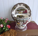 Unusual Tall Friendly Village Cup And Saucer Johnson Brothers Ice House Made In England