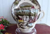 Unusual Tall Friendly Village Cup And Saucer Johnson Brothers Ice House Made In England
