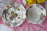 Floral Transferware Cup And Saucer Medway Meakin 1960s Polychrome Ironstone