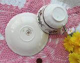 Floral Transferware Cup And Saucer Medway Meakin 1960s Polychrome Ironstone