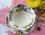 Floral Transferware Cup And Saucer Medway Meakin 1960s Polychrome Ironstone