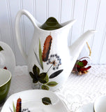 After Dinner Coffee Set Midwinter Riverside Forest Green Leaves Pot 4 Cups And Saucers 1960s