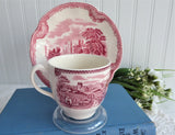 Cup And Saucer Old Britain Castles Pink Transferware Johnson Brothers UK 1960s