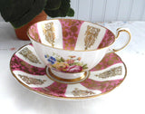 Gorgeous Cup And Saucer Paragon Pink Gold Floral Queen Elizabeth Warrant 1960s