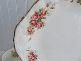 Paragon 1960s Elizabeth Rose Cake Serving Plate Coral Pink Roses Royal Warrant