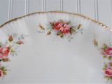 Paragon 1960s Elizabeth Rose Cake Serving Plate Coral Pink Roses Royal Warrant