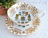 Paragon Cup And Saucer Canadian Coats Of Arms Emblems Gold Overlay Warrant