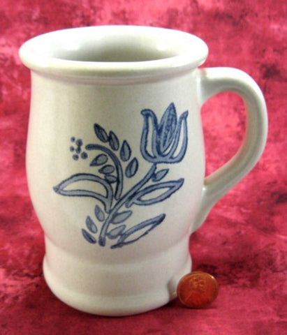 Pfaltzgraff Yorktowne Tulip Mug Tankard Vintage Blue On White 1960s USA