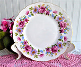 Queen Anne Serenade Salad Floral Border Luncheon Plate English Bone China 1960s