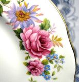 Queen Anne Serenade Salad Floral Border Luncheon Plate English Bone China 1960s