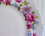 Queen Anne Serenade Salad Floral Border Luncheon Plate English Bone China 1960s