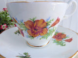 Regency Orange Poppies Cup And Saucer English Bone China 1960s